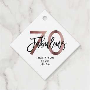 素晴らしい70番目  モダンエレガントバラ金ゴールド誕生日 フェイバータグ