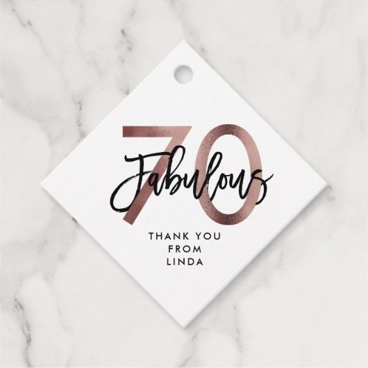 素晴らしい70番目 |モダンエレガントバラ金ゴールド誕生日 フェイバータグ (正面)