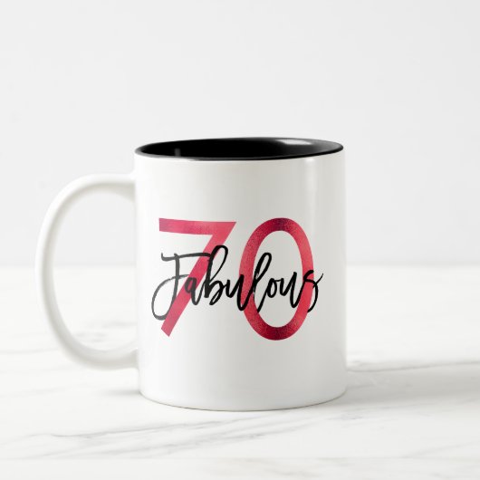 素晴らしい70番目 | 赤モダンエレガント誕生日 ツートーンマグカップ (左)