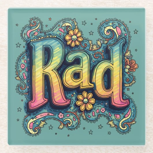 素晴らしい70s Groovyエステサイケデリックティック ガラスコースター (正面)