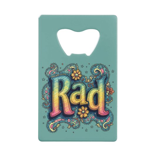 素晴らしい70s Groovyエステサイケデリックティック クレジットカード栓抜き (正面)