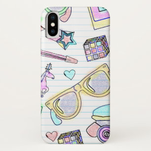 素晴らしい80年代のぬり絵帳パターン iPhone X ケース