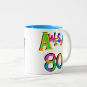 素晴らしい80枚の誕生日のTシャツおよびギフト ツートーンマグカップ (正面右)