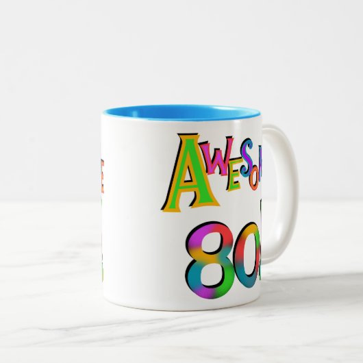 素晴らしい80枚の誕生日のTシャツおよびギフト ツートーンマグカップ (正面右)