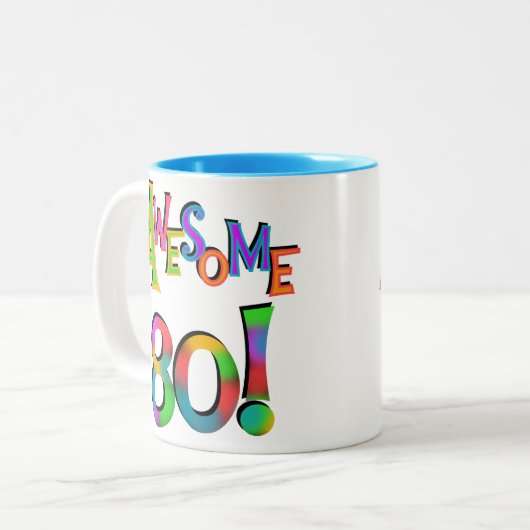 素晴らしい80枚の誕生日のTシャツおよびギフト ツートーンマグカップ (正面左)