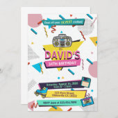 素晴らしい90sメンフィスSyle誕生日パーティーの招待 招待状 (正面/裏面)