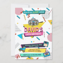 素晴らしい90sメンフィスSyle誕生日パーティーの招待