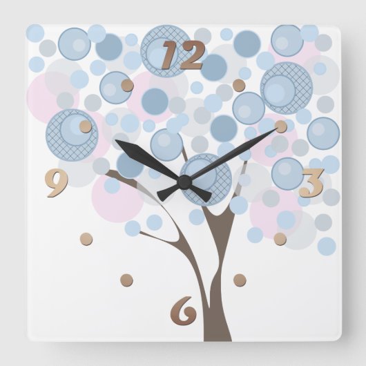 素晴らしい、ウッド。 スクエア壁時計 (正面)