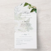 素晴らしい ダスティーブルーとホワイトのローズ ウェディングスイート オールインワン招待状 (内側)