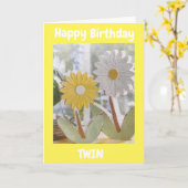 素晴らしい**ツインシスター**誕生日カード カード (黄色い花)