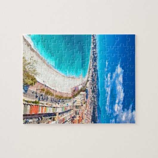 素晴らしい、フランスの海岸線の水彩画 ジグソーパズル (横)