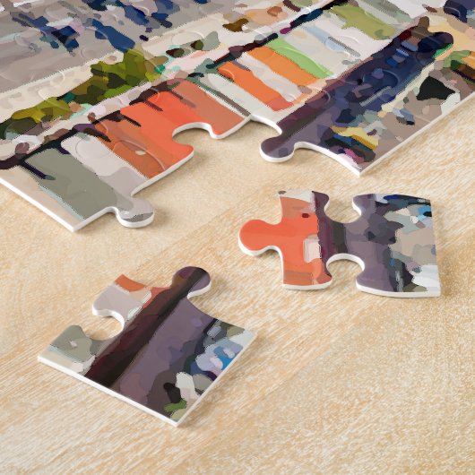 素晴らしい、フランスの海岸線の水彩画 ジグソーパズル (側面)