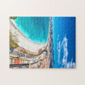 素晴らしい、フランスの海岸線の水彩画 ジグソーパズル (横)