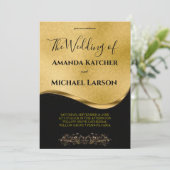 素晴らしい 壮大な 美しい ゴールドとブラック 招待状 (スタンド正面)