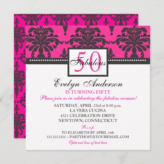 素晴らしい&女エレガントの誕生日パーティーの招待 招待状 (正面/裏面)