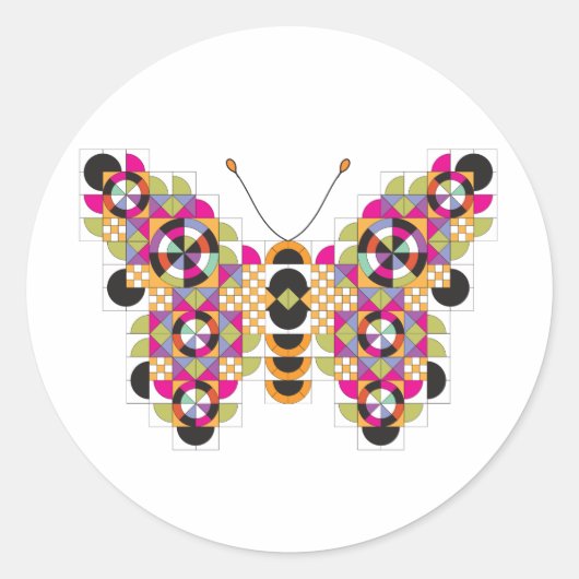 素晴らしい（昆虫）オオカバマダラ、モナークバタフライキルトパターンシール ラウンドシール (正面)