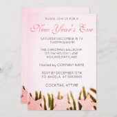 素晴らしい、素晴らしい、ピンクの新年の招待状 招待状 (正面/裏面)