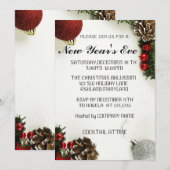 素晴らしい、素晴らしい、赤いスパークリー新年招待状 招待状 (正面/裏面)