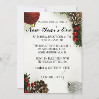 素晴らしい、素晴らしい、赤いスパークリー新年招待状 招待状