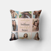 素晴らしい 美しい 勇敢な 8枚の写真を飾ったピンクのチークカラー クッション (裏面)