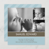 素晴らしい- 3枚の写真の誕生発表 案内状 (正面/裏面)