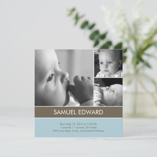 素晴らしい- 3枚の写真の誕生発表 案内状 (スタンド正面)