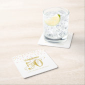 素晴らしい&50エレガント誕生日金ゴールドピンクラベル缶C スクエアペーパーコースター (インサイチュ)