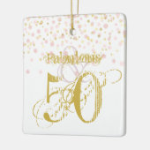 素晴らしい&50エレガント誕生日金ゴールドピンク紙吹雪 セラミックオーナメント (左)