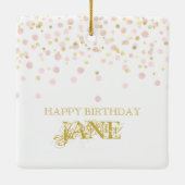 素晴らしい&50エレガント誕生日金ゴールドピンク紙吹雪 セラミックオーナメント (裏面)