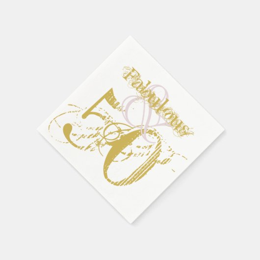 素晴らしい&50エレガント金ゴールドピンク誕生日Her スタンダードカクテルナプキン (角)