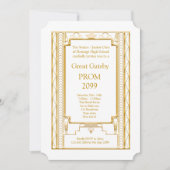 、素晴らしいGatsby年長後輩のプロム白い金ゴールド 招待状 (正面)