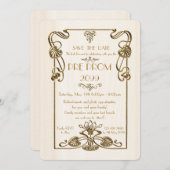 、素晴らしいGatsby後輩の前にプロム白い金ゴールド セーブザデート (正面/裏面)