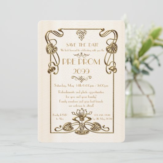 、素晴らしいGatsby後輩の前にプロム白い金ゴールド セーブザデート (スタンド正面)