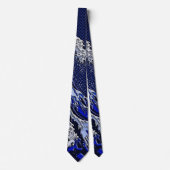 素晴らしいHokusaiの波のクロムカーボン繊維のスタイル ネクタイ (正面)