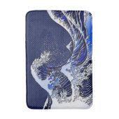 素晴らしいHokusaiの波のクロムカーボン繊維のスタイル バスマット (正面縦)