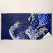 素晴らしいHokusaiの波のクロムカーボン繊維のスタイル ビーチタオル (正面)