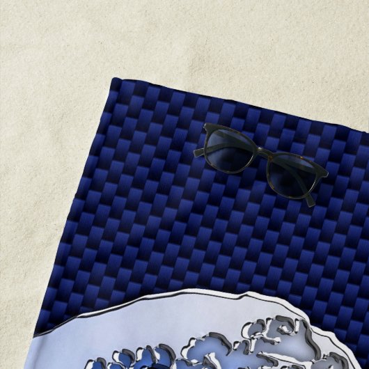 素晴らしいHokusaiの波のクロムカーボン繊維のスタイル ビーチタオル (インサイチュ)