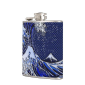 素晴らしいHokusaiの波のクロムカーボン繊維の装飾 フラスク (左)