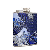 素晴らしいHokusaiの波のクロムカーボン繊維の装飾 フラスク (右)