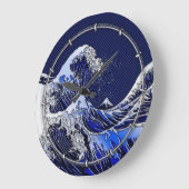 素晴らしいHokusaiの波カーボン繊維のスタイル ラージ壁時計 (傾斜)