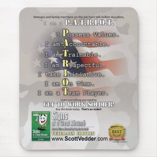 素晴らしいRésuméのシンボルや象徴: 退役軍人の版 マウスパッド (正面)