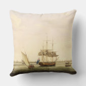 素晴らしいYarmoutを離れたいかりのフリゲート艦「驚き」 クッション (裏面)