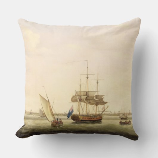 素晴らしいYarmoutを離れたいかりのフリゲート艦「驚き」 クッション (正面)