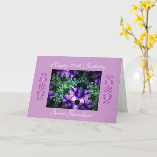 素晴らしおばあちゃんの100歳の誕生日 カード (黄色い花)