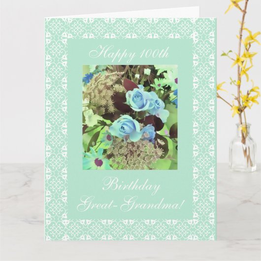 素晴らしおばあちゃんの100歳の誕生日LARGE カード (黄色い花)