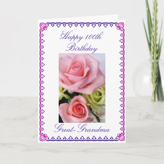 素晴らしおばあちゃんの100誕生日 カード (正面)