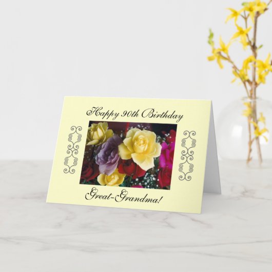 素晴らしおばあちゃんの90歳の誕生日 カード (黄色い花)