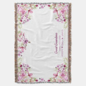 素晴らしおばあちゃんピンクと紫の縁ど花 スローブランケット (正面縦)
