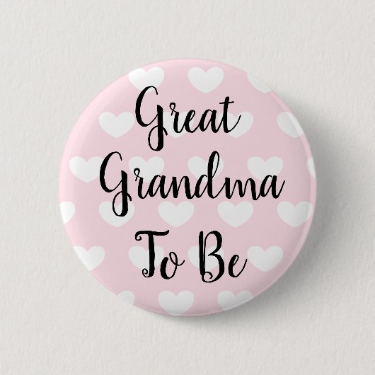 素晴らしおばあちゃんピンクハートベビーシャワー 缶バッジ (正面)