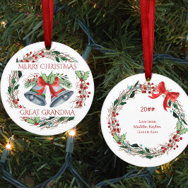 素晴らしおばあちゃんホリーベル素朴リース セラミックオーナメント